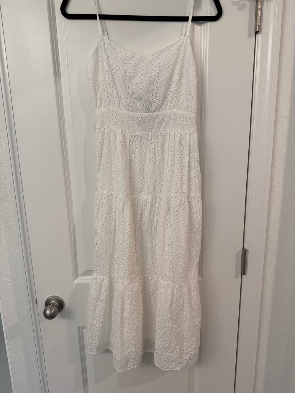 Sugarlips White Eyelet Tiered Midi Dress